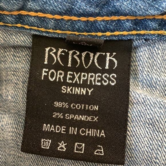 Re Rock Limited Edition for Express blue jeans low rise skinny distressed size 2 - Picture 8 of 10